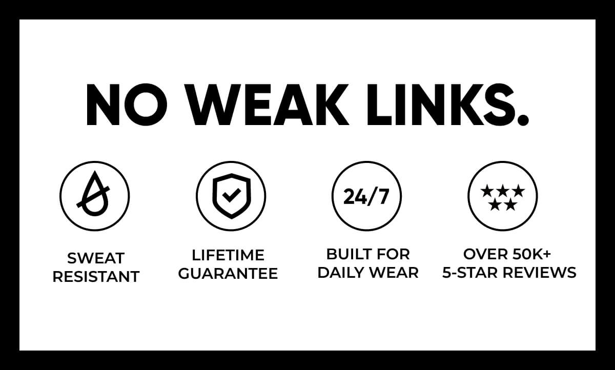 Drip so strong, it flexes with you. Sweat resistand, lifetime guarantee, build for daily wear. Over 30K reviews