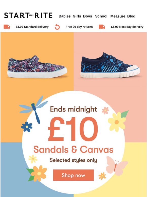 Ends tonight! £10 sandals & canvas*