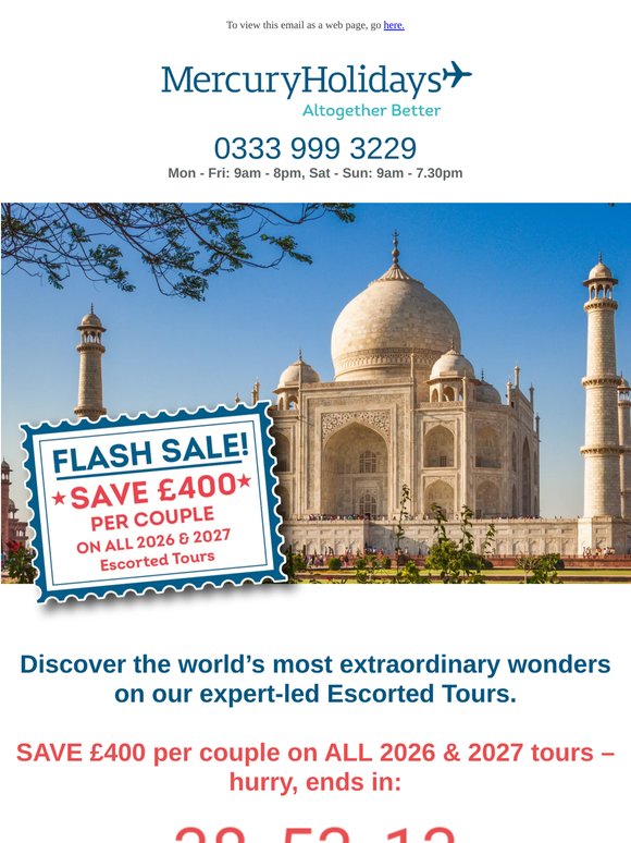 SALE ENDS SOON: Save £400 On Escorted Tours! 🏔️⏰🦁