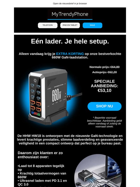 Maandagdeal: Extra voordeel op GaN-lader