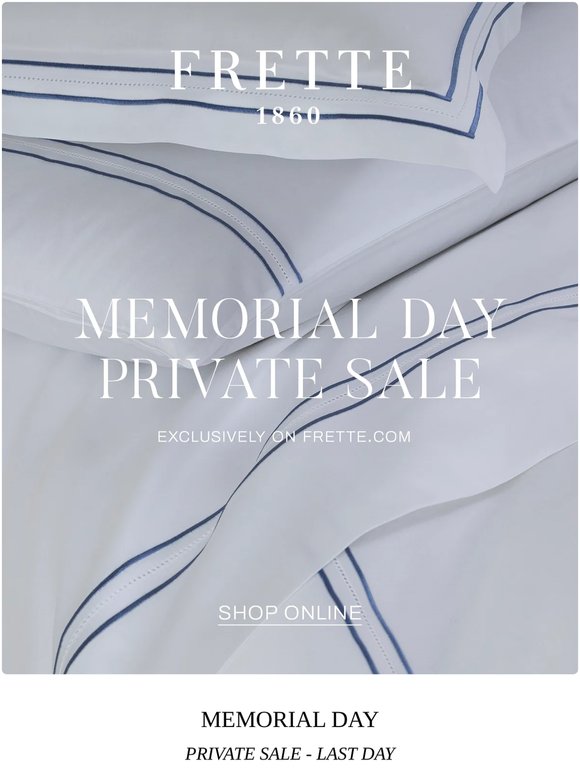 Last Day: Frette’s Memorial Day Private Sale