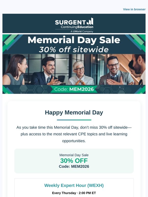 Happy Memorial Day! Enjoy 30% Off Sitewide