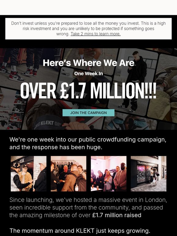 KLEKT crowdfund update: over £1.7m raised