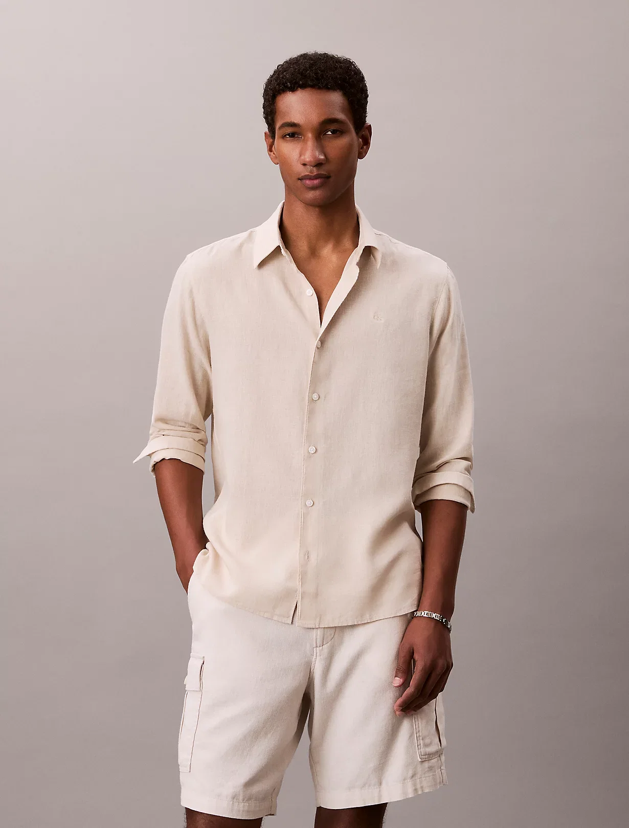 Solid Linen Blend Classic Shirt