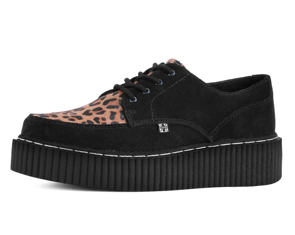 Image of Black Suede Brown Leopard Hair Vintage Creeper