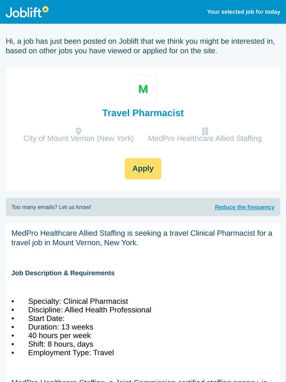 A new job highlight at MedPro Healthcare Allied Staffing