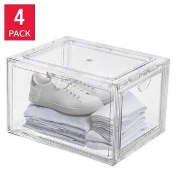 Stackable Shoebox and Organizer, 4-Pack