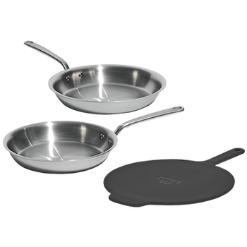 Made In 3-Piece 5-Ply Stainless Fry Pans with Universal Lid