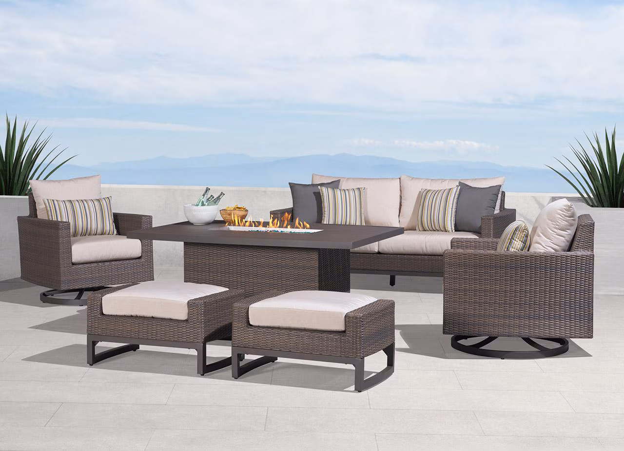 Shop Milea™ 6 Piece Sunbrella® Outdoor Motion Fire Seating Set