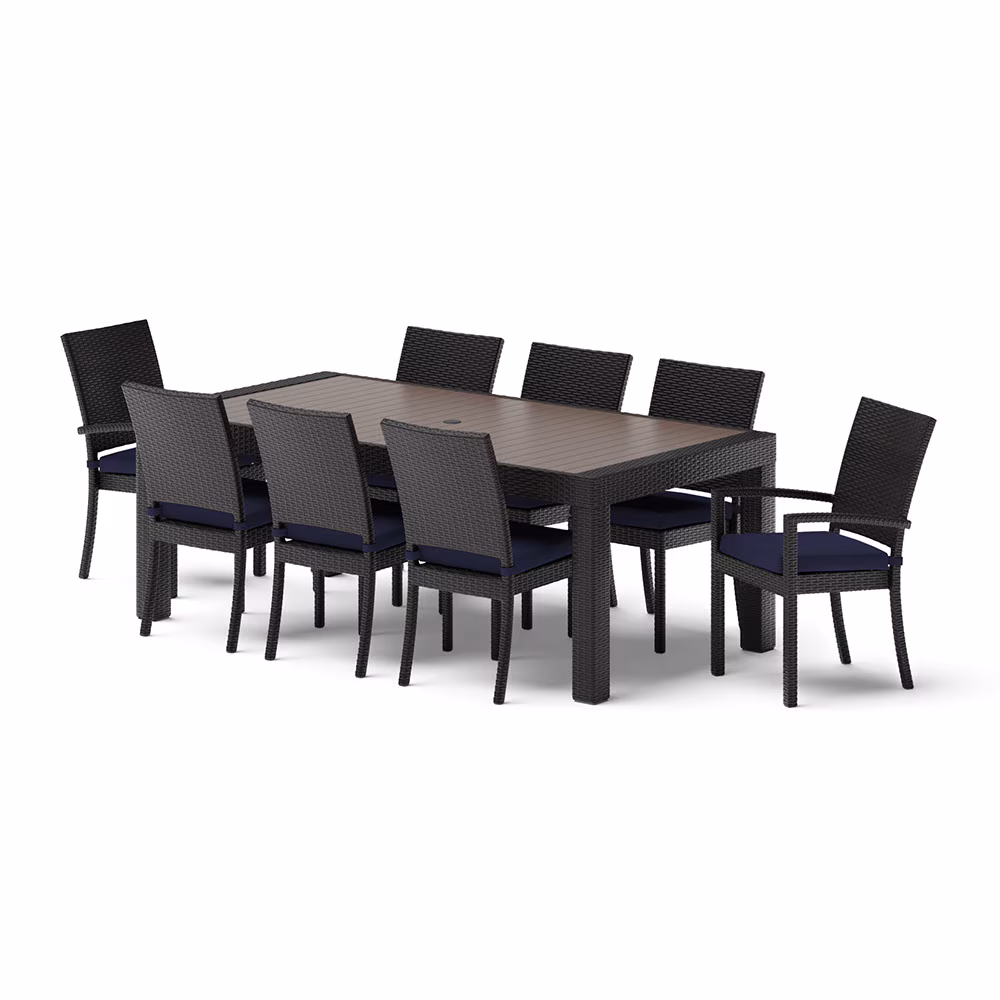 Deco™ 9 Piece Sunbrella® Outdoor Dining Set - Navy Blue