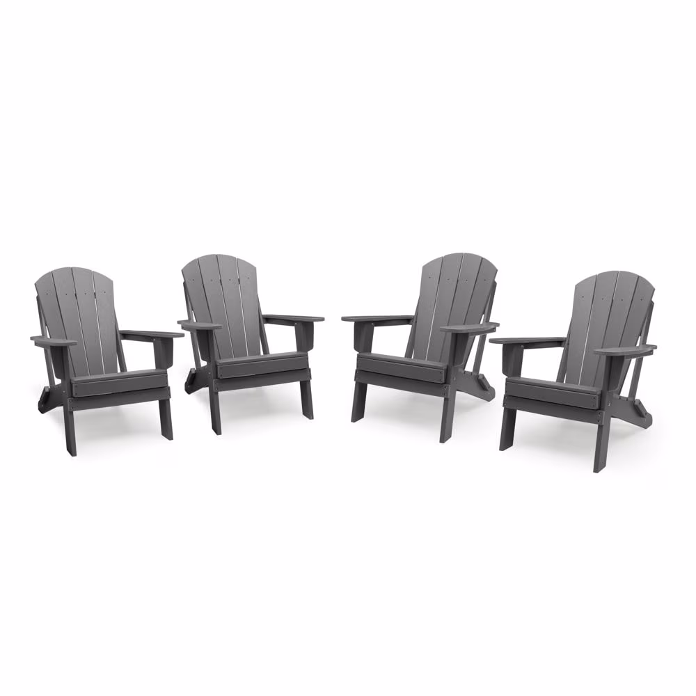 Kamas Set of 4 Outdoor Traditional Adirondack Chairs - Charcoal