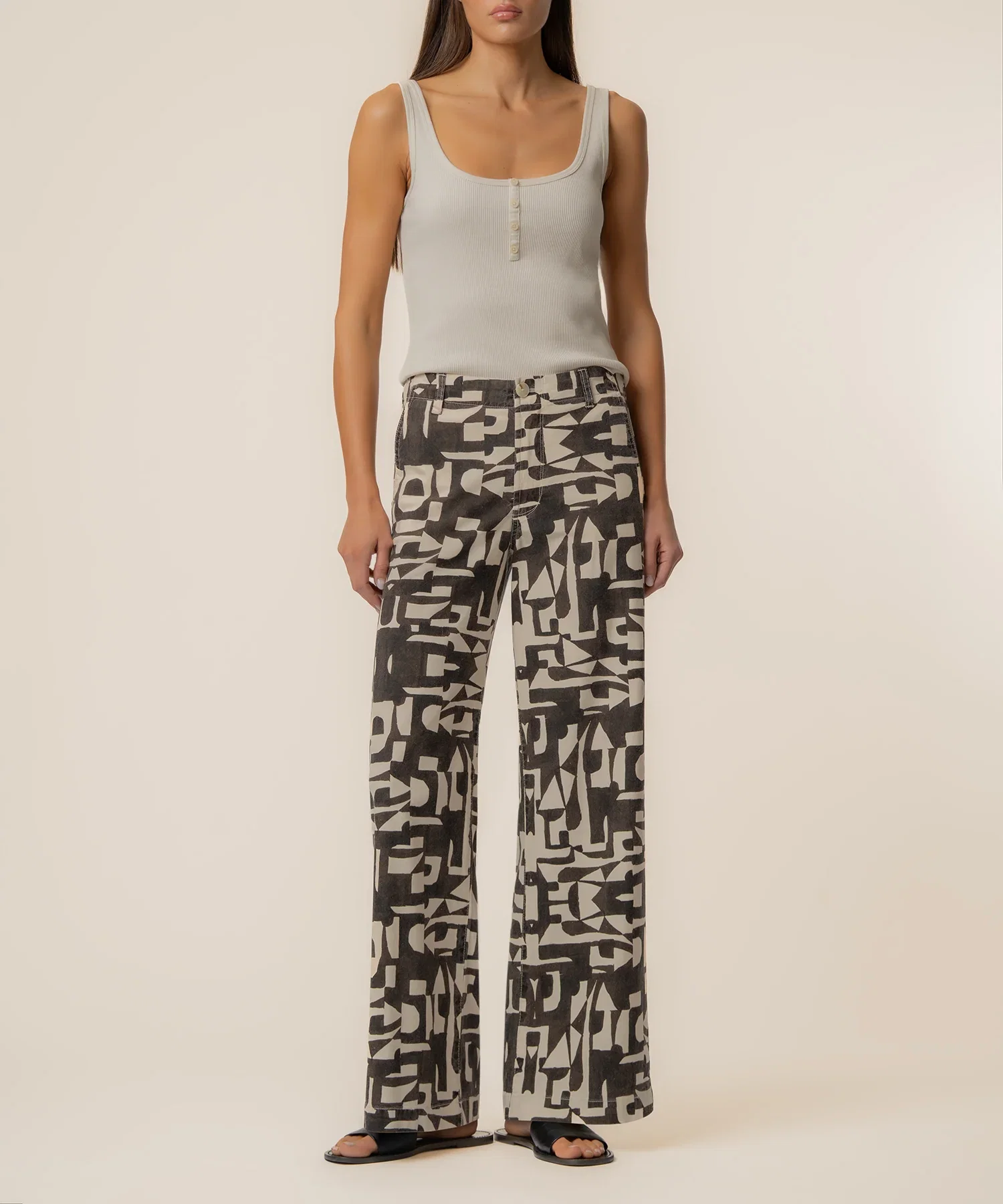 Image of Meg Linen Wide Leg Pant in Chocolate