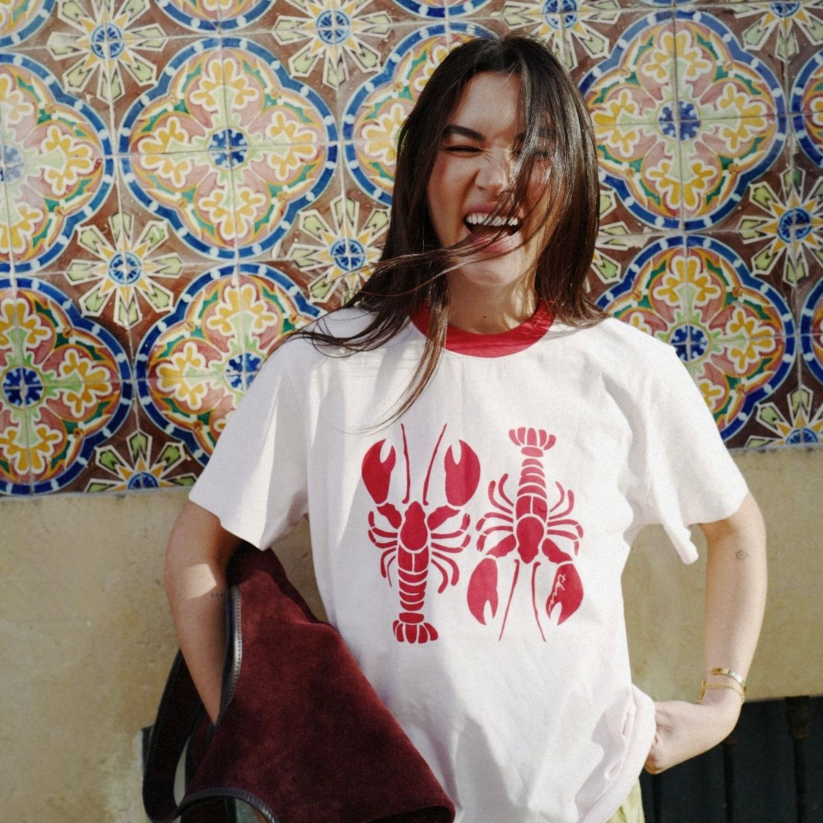 Cotton T-Shirt in Pink Lobster