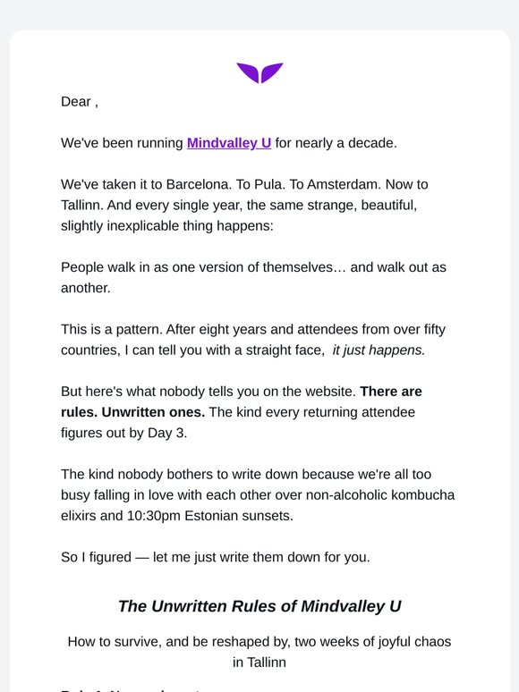 The Unwritten Rules of Mindvalley U