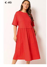 YOURS oranje poplin T-shirt midi-jurk