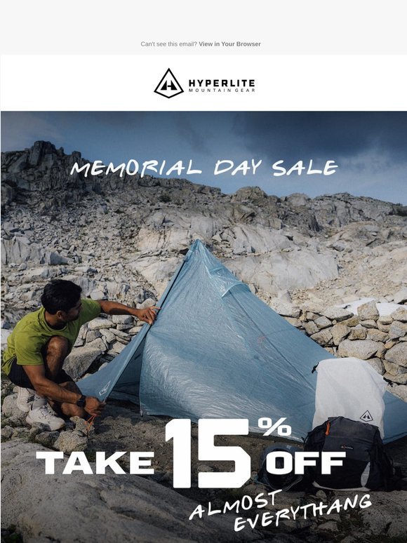 LAST CHANCE! SAVE 15% OFF ENDS TONIGHT