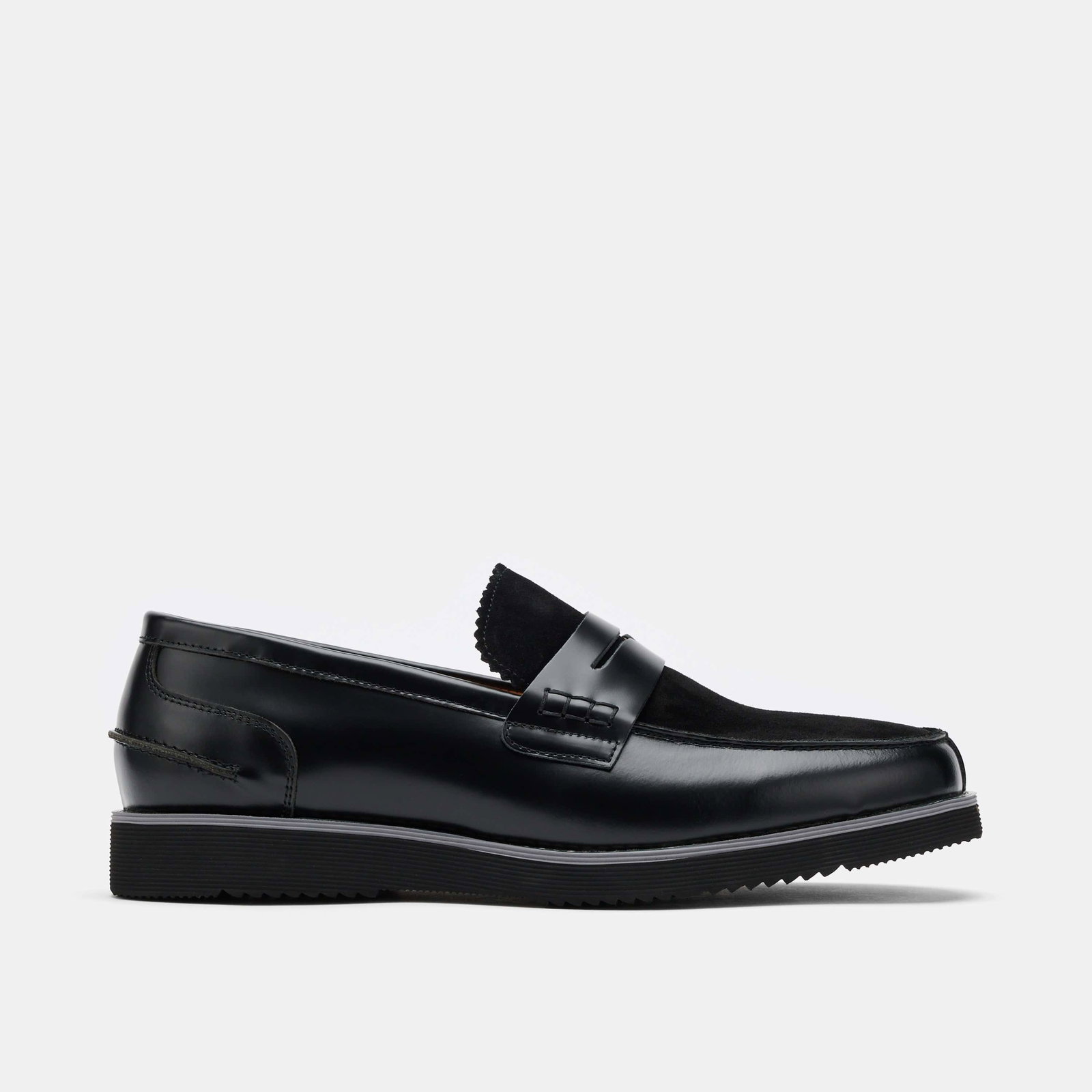 Image of Abe Black Leather Penny Loafers