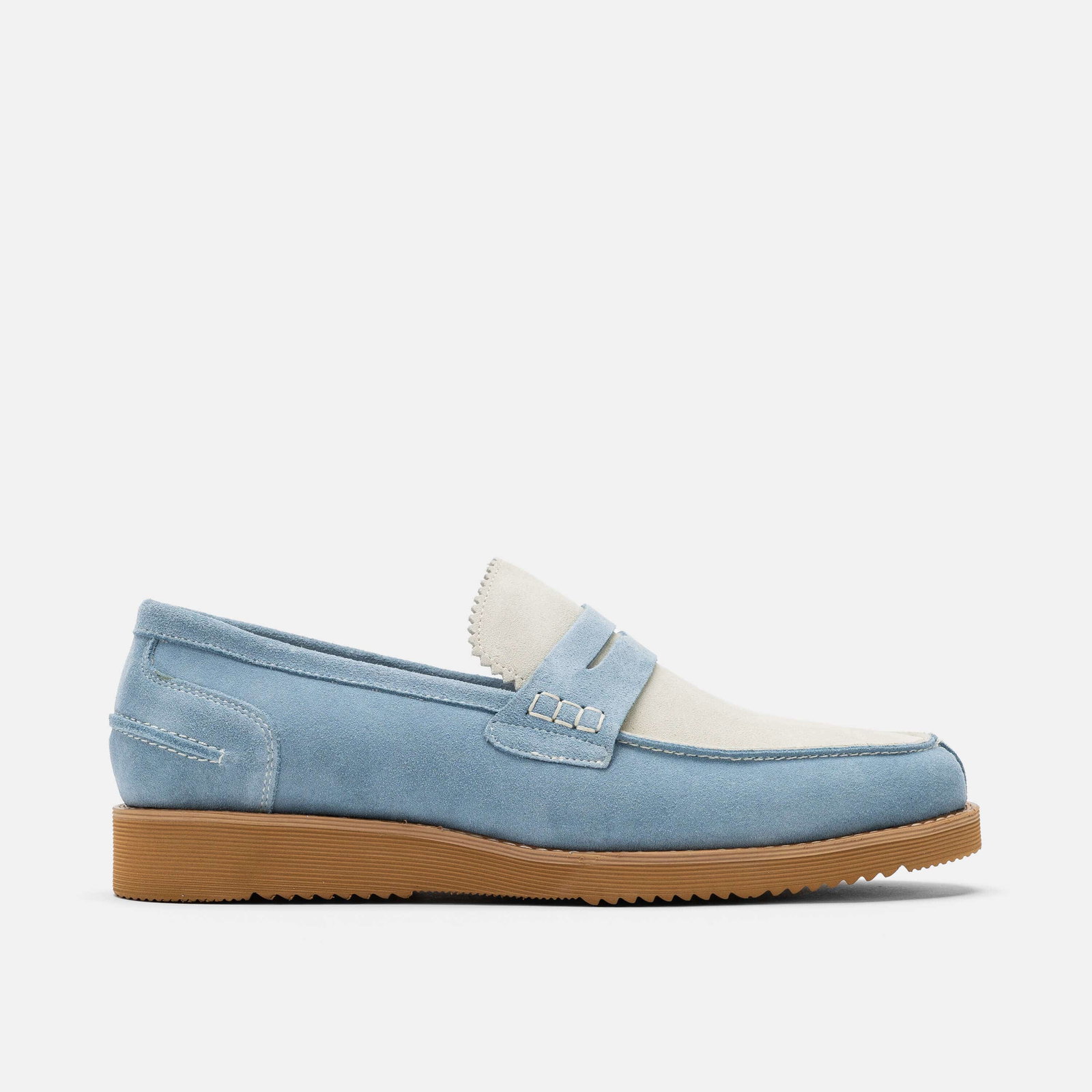 Image of Abe Baby Blue Suede Penny Loafers