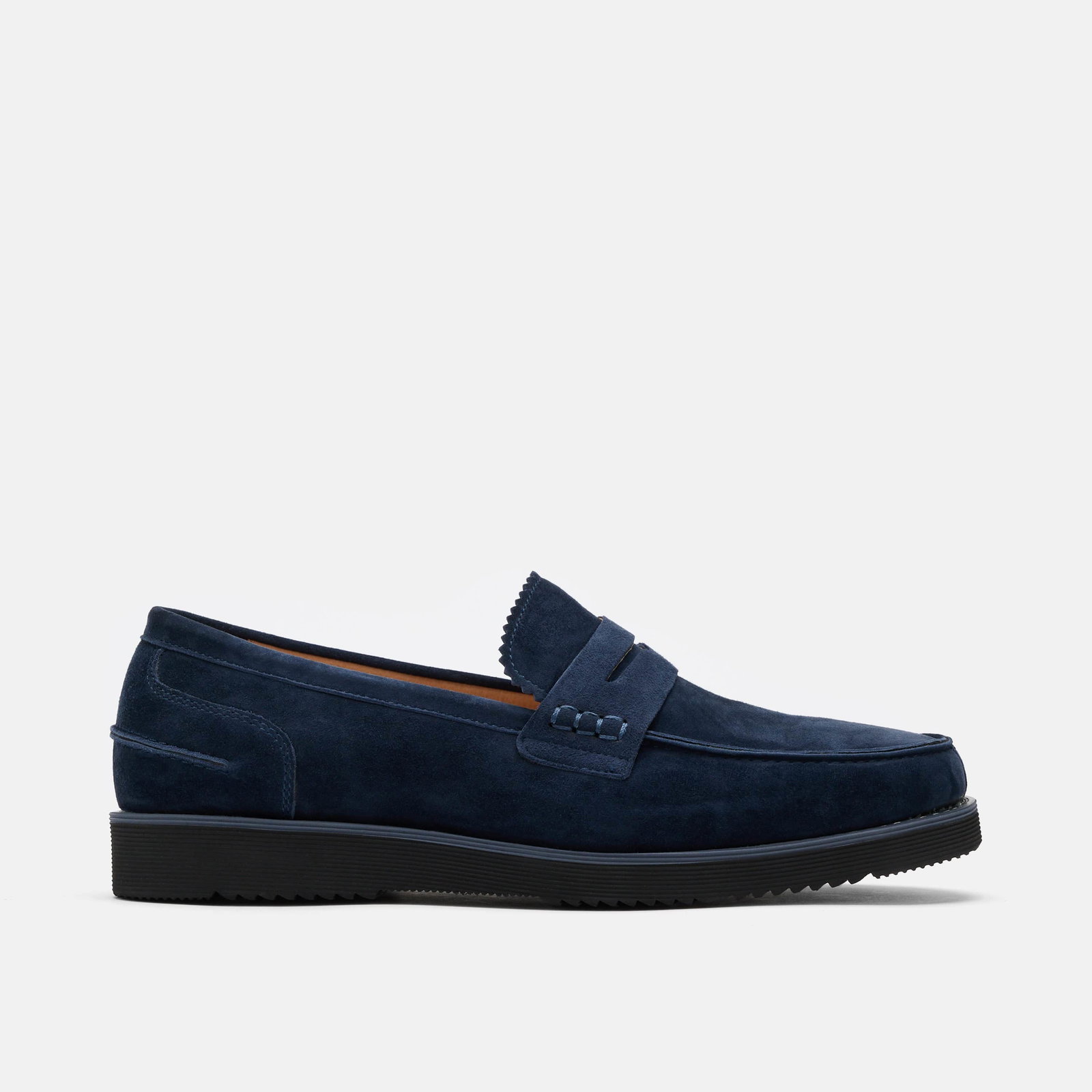 Image of Abe Navy Suede Penny Loafers