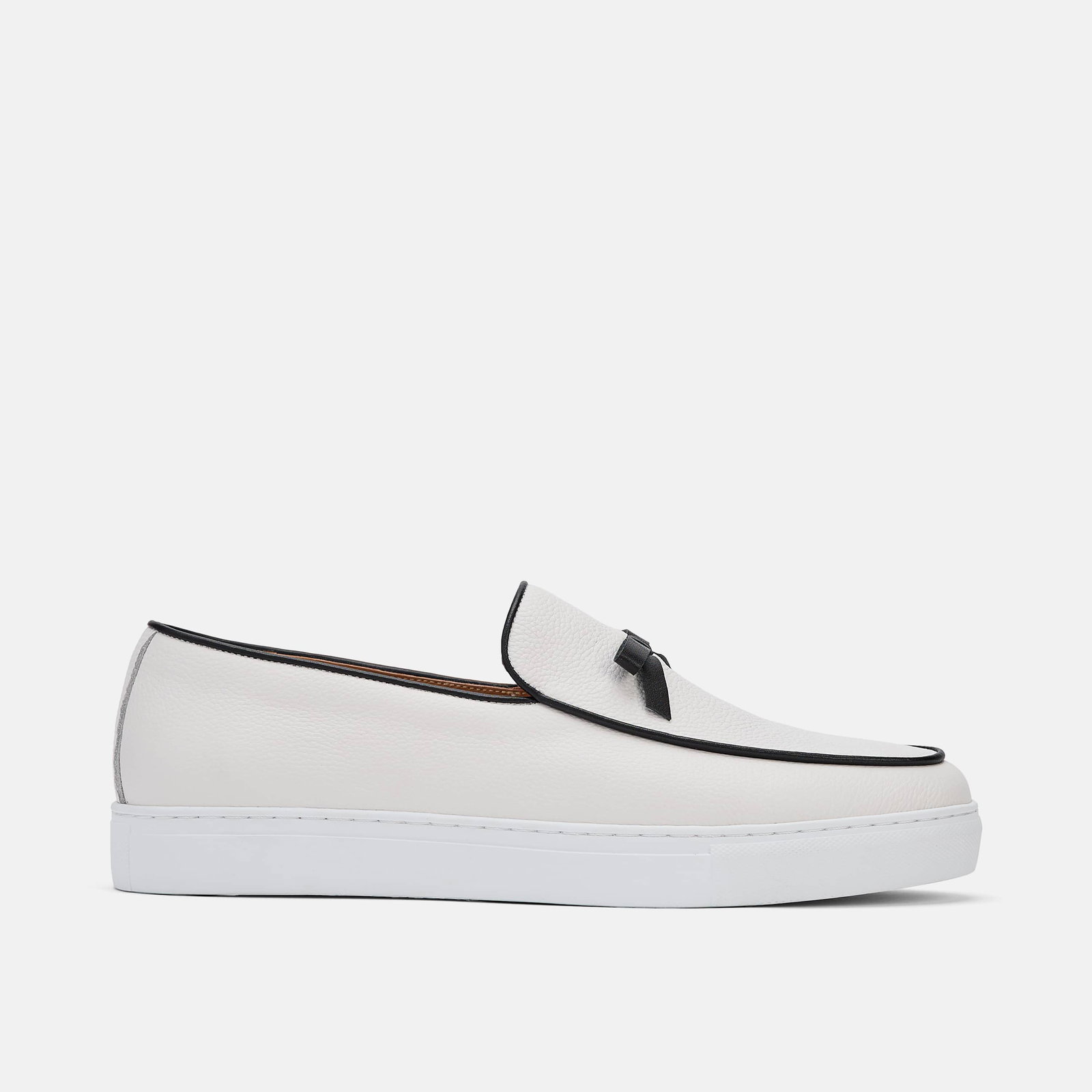 Image of Odell White Leather Belgian Loafer Sneakers