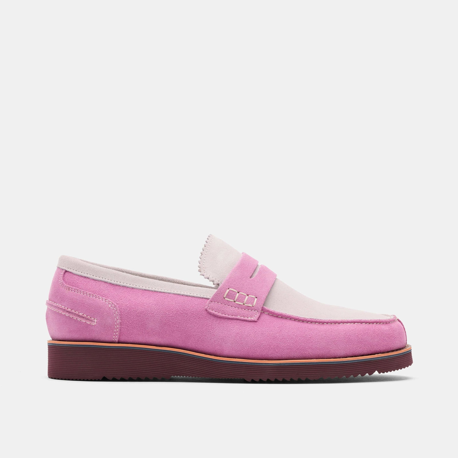 Image of Abe Dusty Rose Suede Penny Loafers