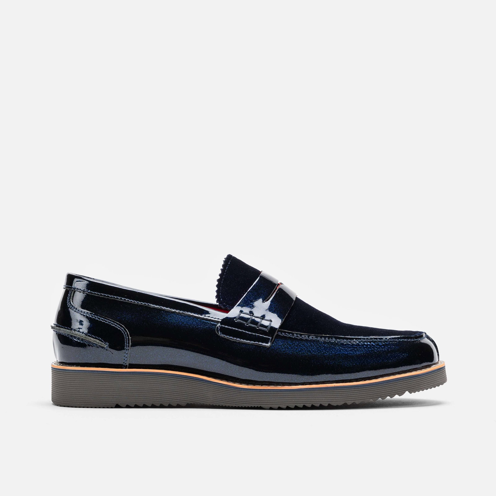 Image of Abe Navy Patent Leather Penny Loafers
