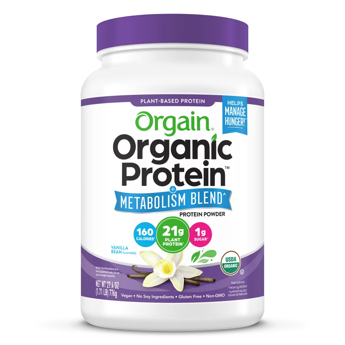 Image of Organic Protein Powder + Metabolism Blend Vanilla Bean