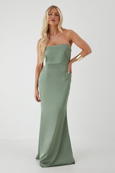 Premium Satin Bandeau Overlay Bridesmaid Dress