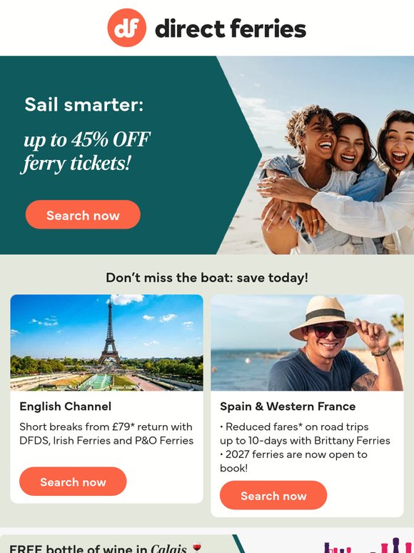 Sail smarter: 45% OFF ferry tickets now!