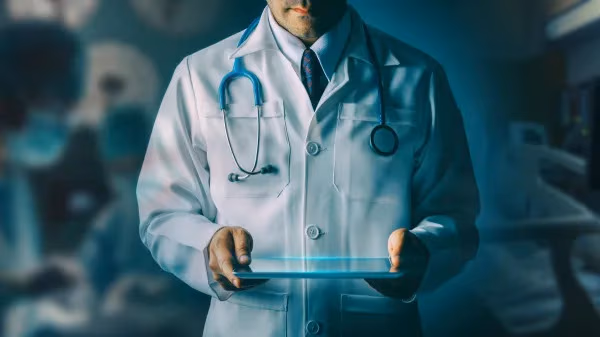 A doctor holding tablet computer