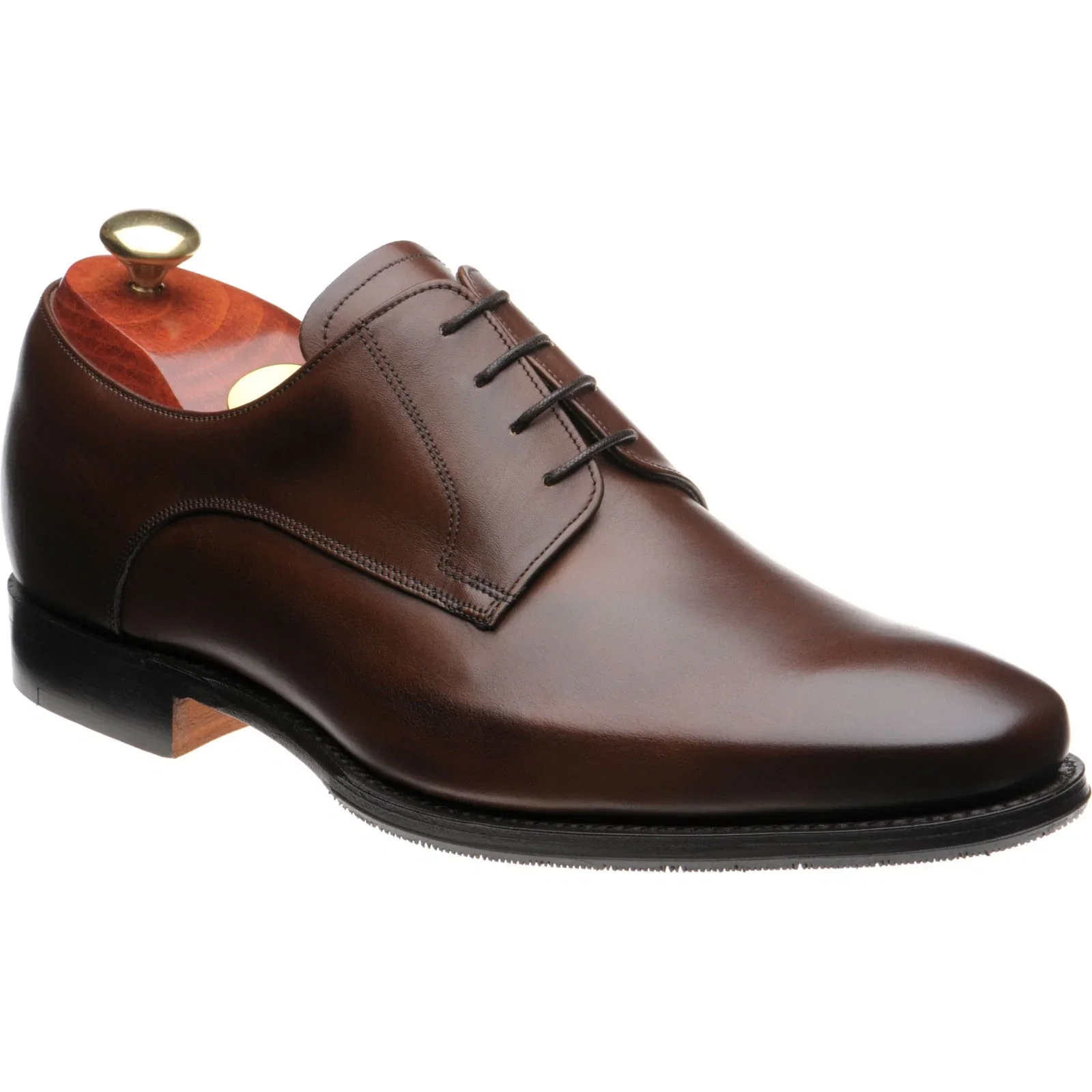 Image of Barker Ellon mens hybrid-soled Derby shoes in dark walnut calf