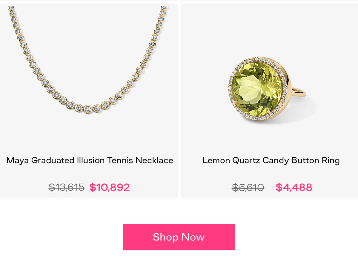 graduated illusion necklace and lemon quartz candy button ring