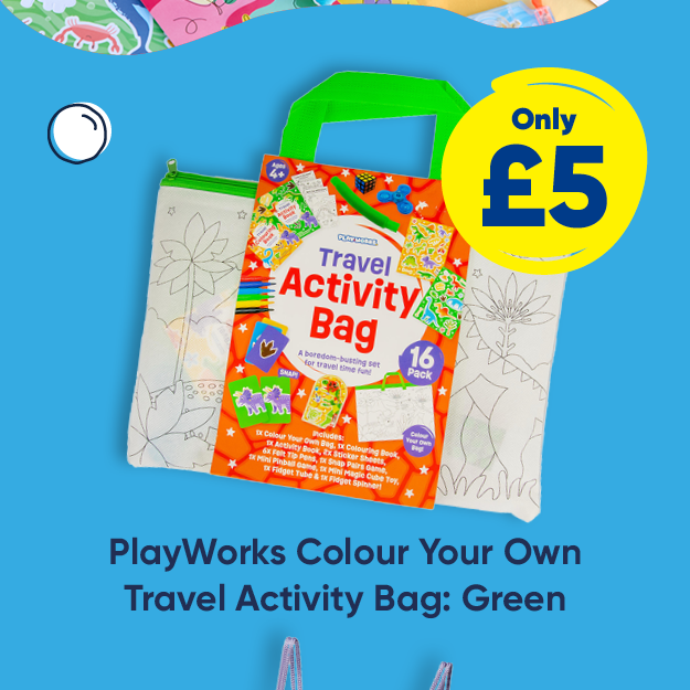 PlayWorks Colour Your Own Travel Activity Bag: Green only £5