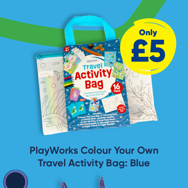 PlayWorks Colour Your Own Travel Activity Bag: Blue only £5