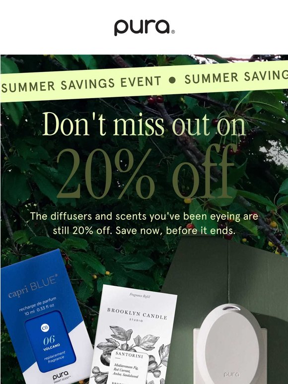 Ends soon: 20% off sitewide ☀️