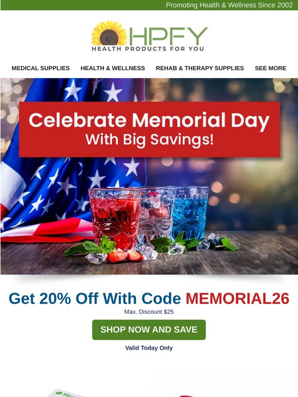 This Memorial Day- Enjoy 20% Off Everything!