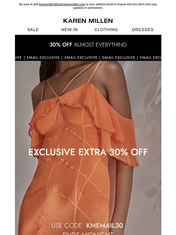 An exclusive extra 30% off for you