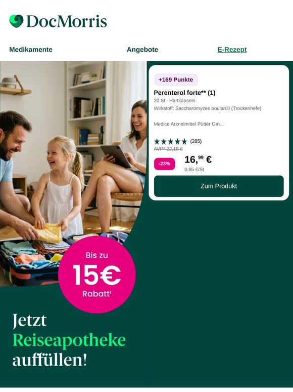 ☀️Bis zu 15€ für Ihre Reiseapotheke