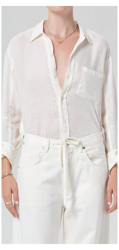 Kayla Shrunken Linen Shirt In Vanilla