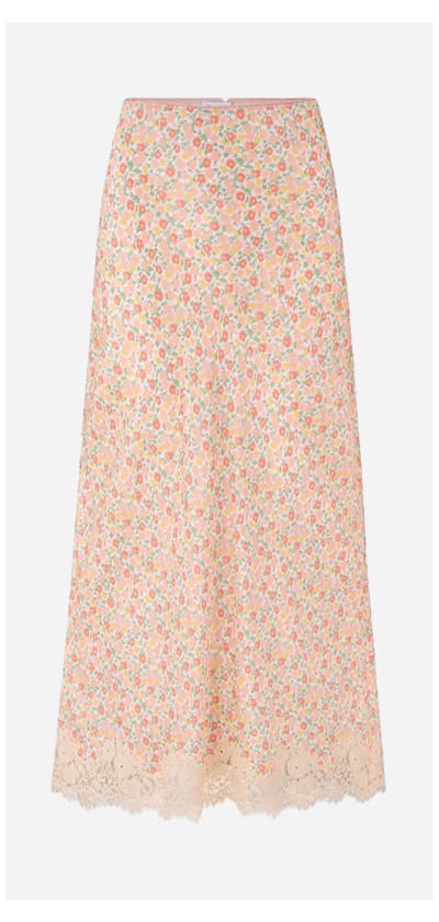 Matilde Satin Skirt In Floral Cream