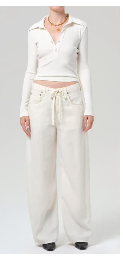 Brynn Drawstring Linen Trouser In Vanilla