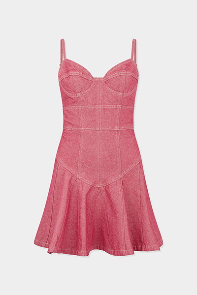 Oxford Denim Flouncy Dress