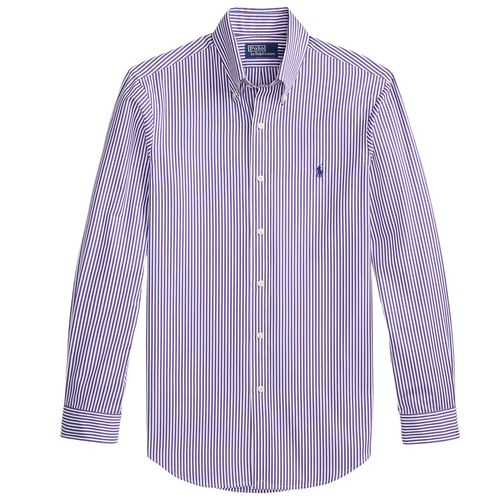 Polo Ralph Lauren Custom Fit Striped Poplin Shirt - Purple