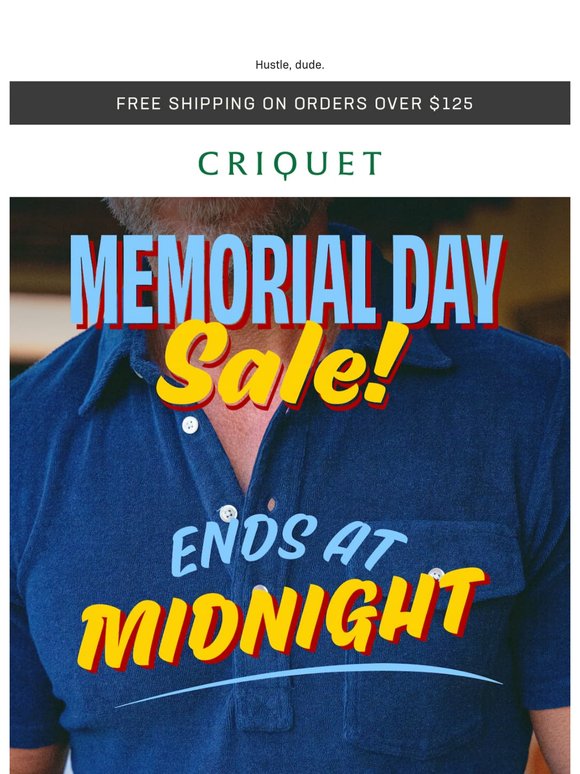 Ends Tonight: The Memorial Day Sale