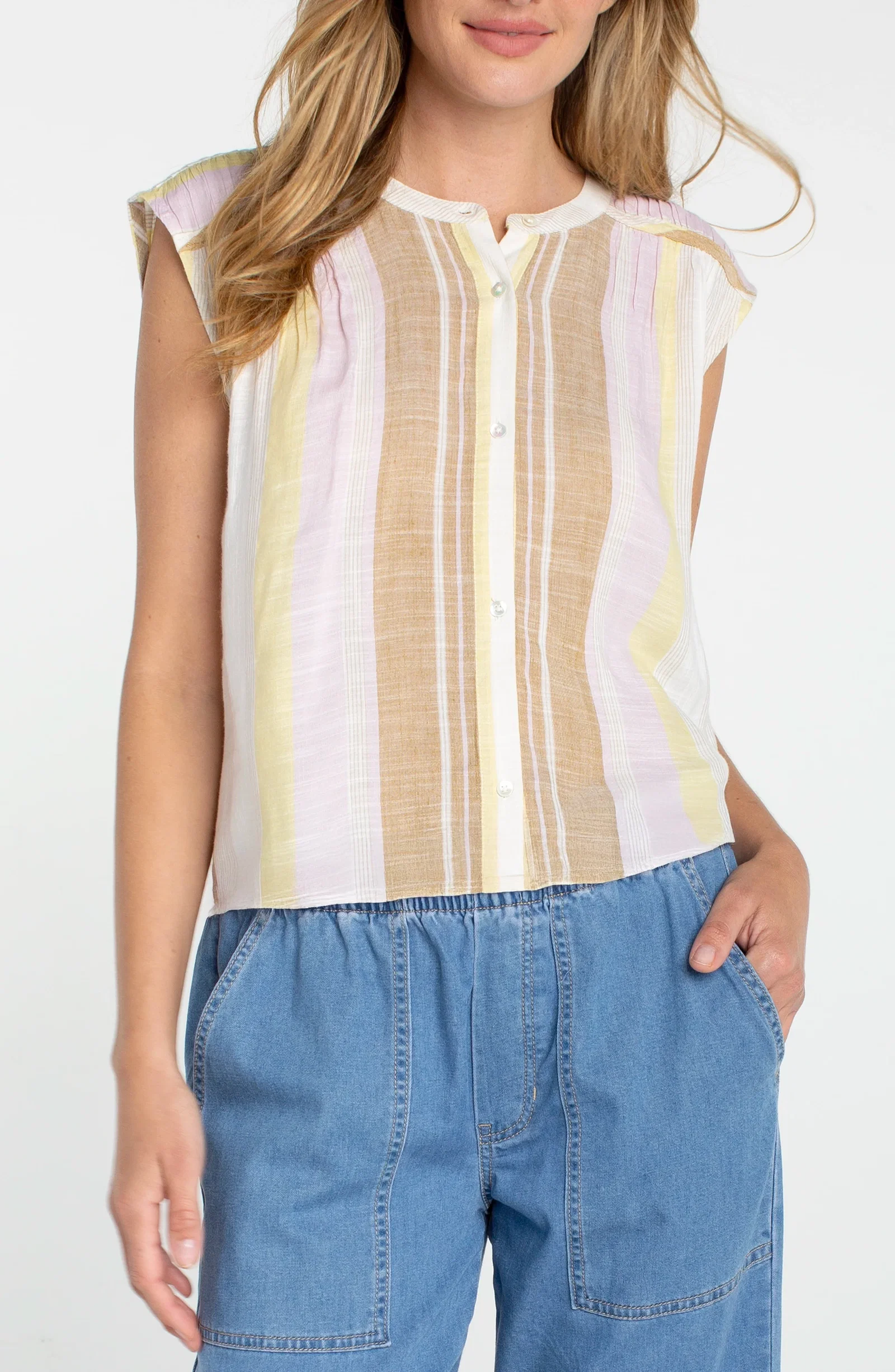 Image of DOLMAN BUTTON FRONT WOVEN BLOUSE