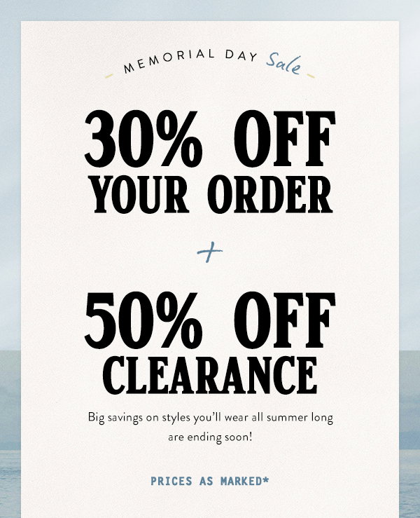 30-50% off sitewide