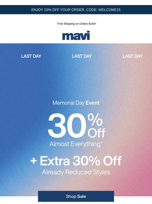 Memorial Event Final Day: 30% Off Almost Everything