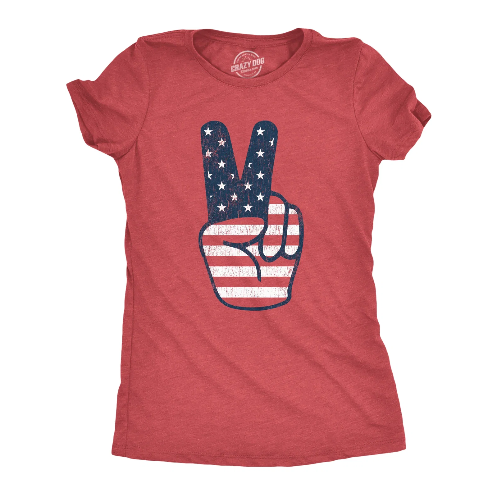 Image of Peace Sign American Flag Women's T Shirt