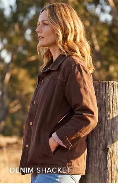 Shop Denim Shacket in Chocolate