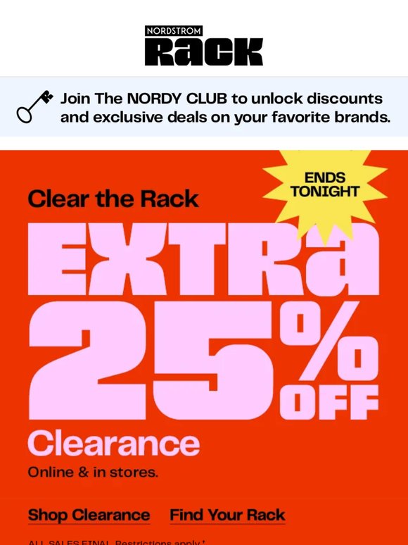 LAST CHANCE to get EXTRA 25% off clearance: online & in stores